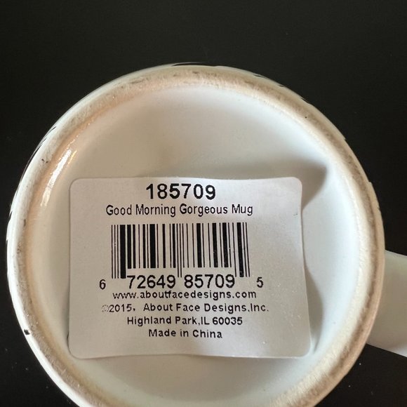 GOOD MORNING GORGEOUS Mug / About Face Designs ~ Metallic Gold Lettering ~ NWT - Picture 5 of 5